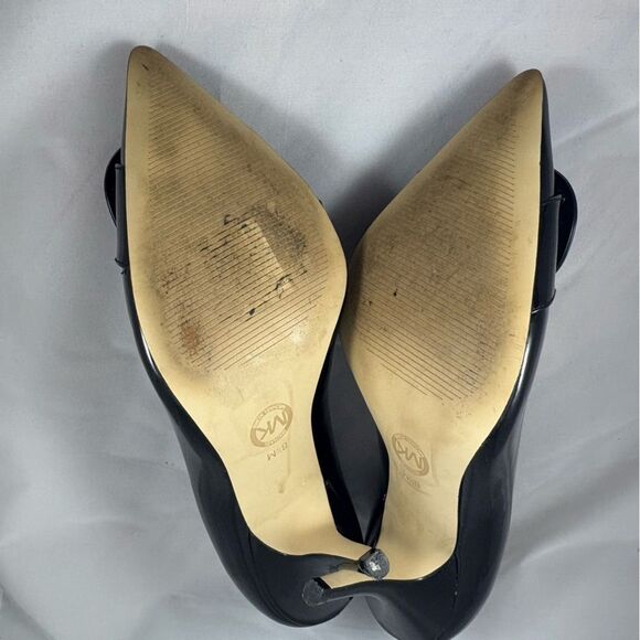 MICHAEL KORS Black Patent Leather Buckle Pointed Toe Pumps Heels Size 8.5M - Picture 7 of 11